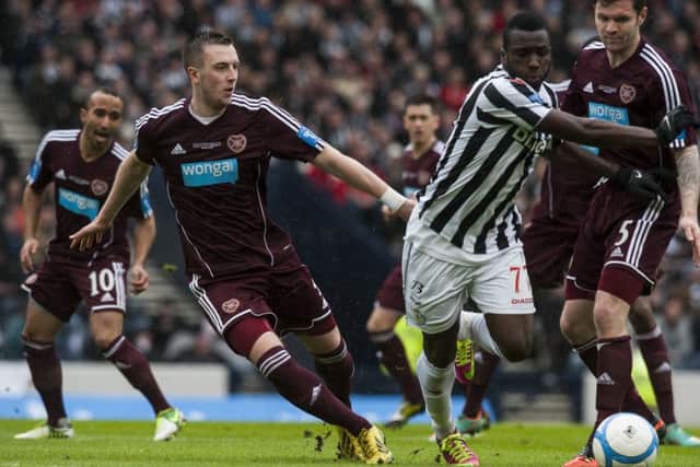 Esmael Goncalves in action for St Mirren against Hearts in the 2013 League Cup final. Picture: Ian Georgeson