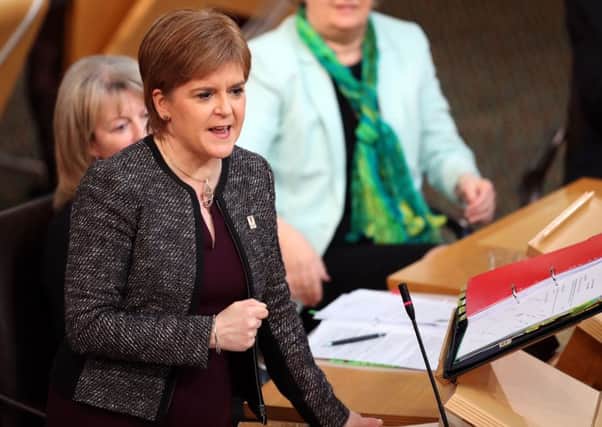 First Minister Nicola Sturgeon during First Minister's Questions. Picture: PA