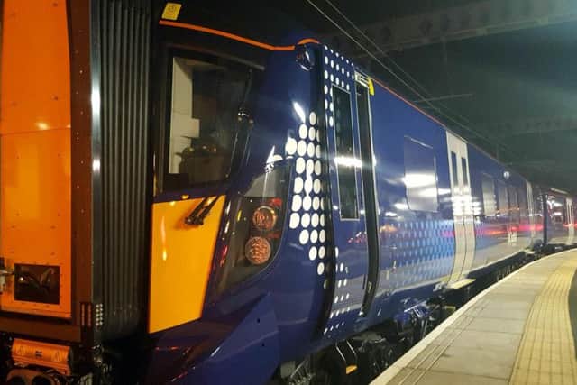 The Hitachi-built Class 385 trains are due to start carrying passengers on the main Edinburgh-Glasgow line from September