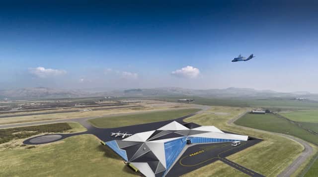 Artist impression image of proposed UK Spaceport at Machrihanish Airport, Campbeltown.