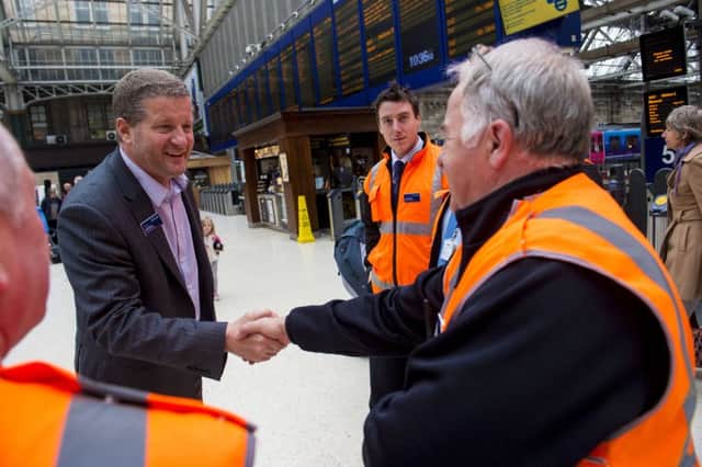 Outgoing ScotRail Alliance managing director Phil Verster meeting staff after his appointment in 2015