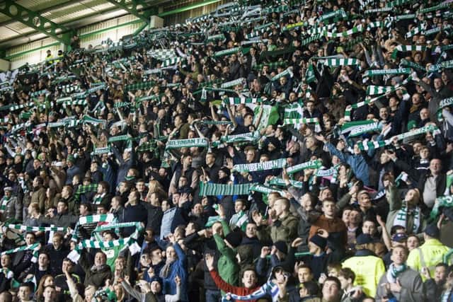 Hibs fans at Easter Road. Picture: Ian Georgeson