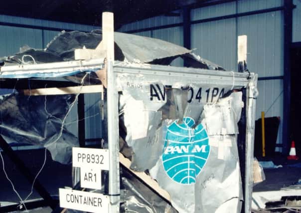 Part of Pan Am Flight 103s luggage hold, re-assembled by the police, which featured in the psychic experiments by the CIA