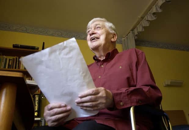 Edwin Morgan recites one of his poems in 2004. The poet wished to see his unpublished works shared publicly, but copyright laws have hampered moves to create an online archive. Picture: Stephen Mansfield/TSPL