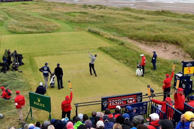 Henrik Stenson hits a tee shot during the 145th Open Championship at Royal Troon. Picture: Stuart Franklin/Getty