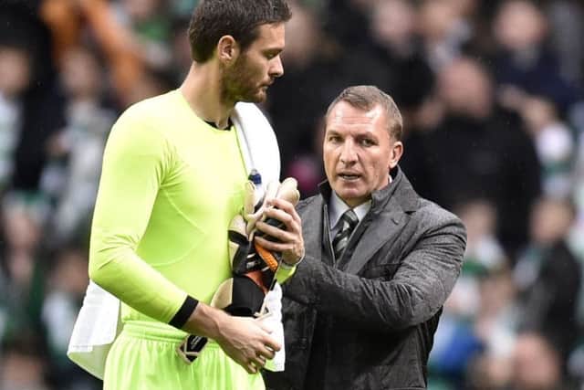 Brendan Rodgers, right, has been impressed with the way Craig Gordon has bought into his style of play. Picture: SNS