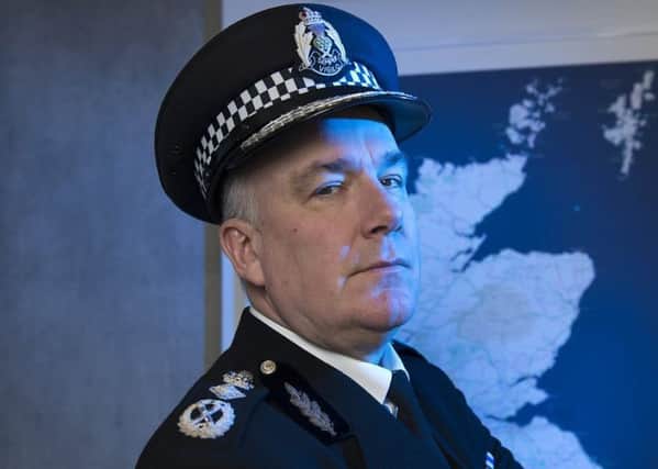 Jack Docherty as Cameron Miekelson, the chief of Scotlands single police force in BBC Scotlands comedy spoof Scot Squad
