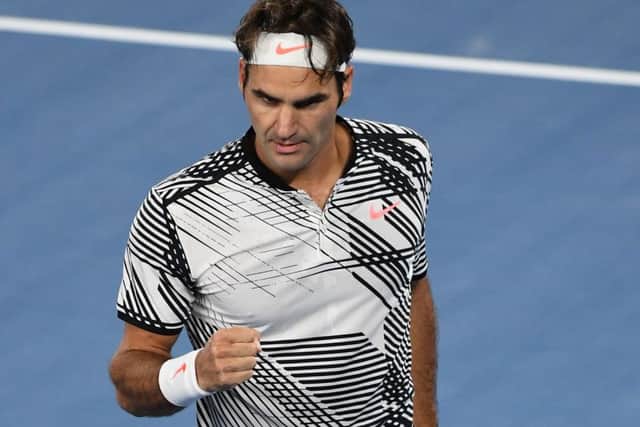 Switzerland's Roger Federer celebrates his win against Switzerland's Stanislas Wawrinka. Picture: Getty Images