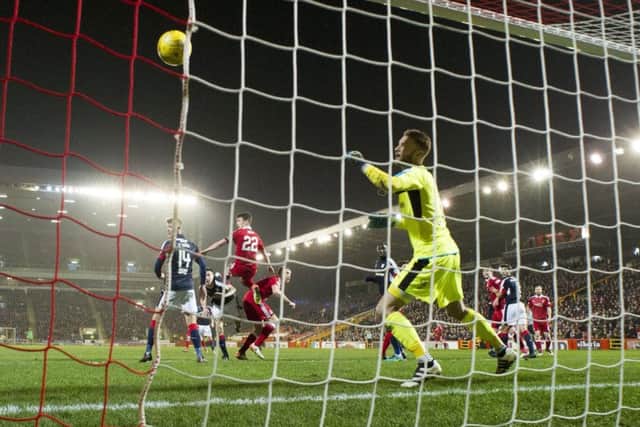 Aberdeen's Ryan Jack scores his side's first goal against Dundee. Picture: SNS