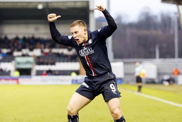 Falkirk's John Baird celebrates scoring his second goal. Picture: Roddy Scott/SNS