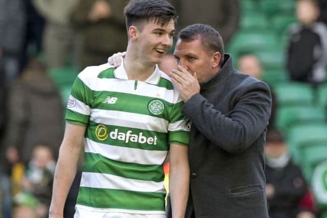 Celtic boss Brendan Rodgers will hope to keep left-back Kieran Tierney, who is wanted by Sunderland. Pic: SNS