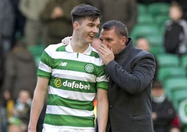 Celtic boss Brendan Rodgers will hope to keep left-back Kieran Tierney, who is wanted by Sunderland. Pic: SNS