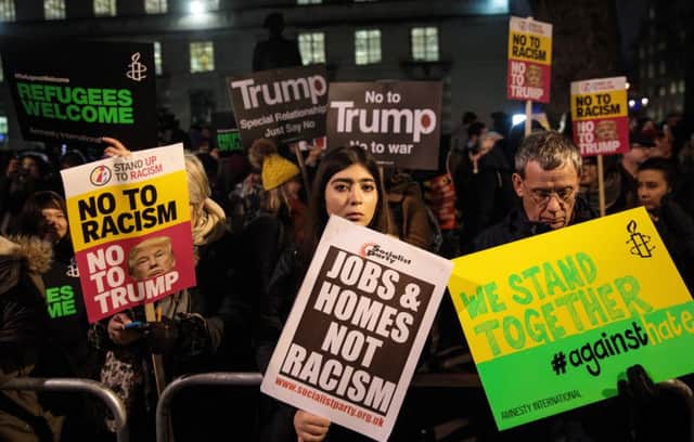Demonstrators protest outside Downing Street against US President Donald Trump. Picture: Getty