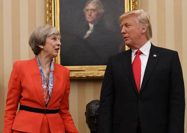 UK Prime Minister Theresa May meeting US president Donald Trump in the Oval Office of the White House in Washington DC.