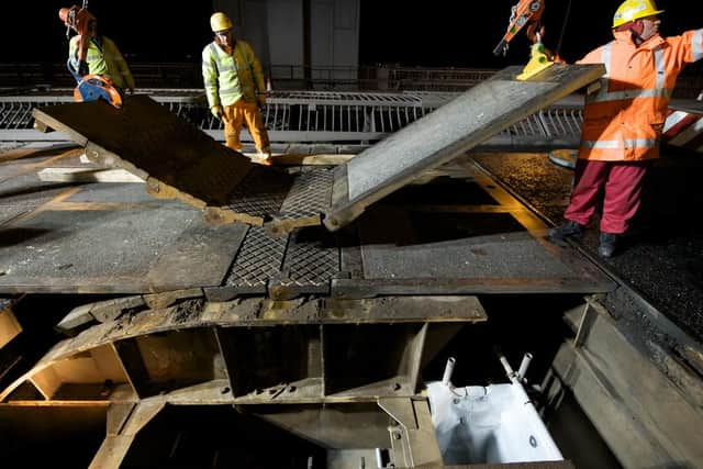 Inspection of the expansion joints in 2009. Picture: Forth Road Bridge