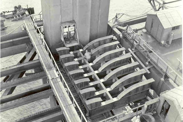 The expansion joints during construction of the Forth Road Bridge in the early 1960s. Picture: Forth Road Bridge