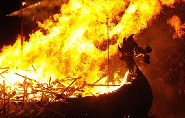 Participants dressed as Vikings burn their viking galley ship at the culmination of the annual Up Helly Aa festival in Lerwick, Shetland Islands. Picture: Getty