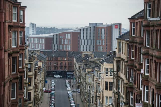 The newly built Vita Student residence in Partick dominates the horizon. It is one of a number of private developments to have sprung up in Glasgow in recent years. Picture: John Devlin/TSPL