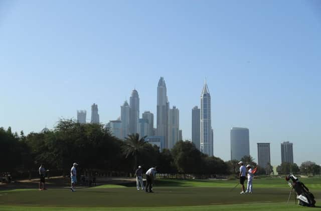 Stephen Gallacher has an impressive record at the Emirates Golf Club, which has one of the most dramatic backdrops in golf. Picture: Getty Images
