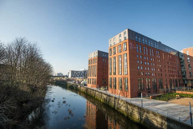 West Village, built on the site of the former Partick Central railway station, is one of several purpose-built student residences along the River Kelvin in Glasgow. Picture: John Devlin/TSPL
