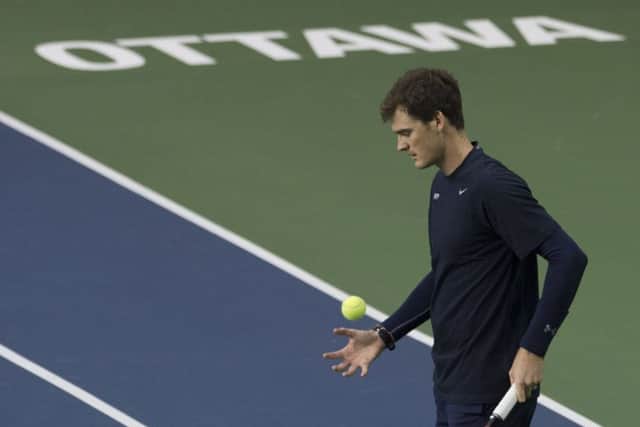 Jamie Murray during a practice session for the Davis Cup tie against Canada in Ottawa. Younger brother Andy has stayed at home. Picture: Adrian Wyld/The Canadian Press via AP