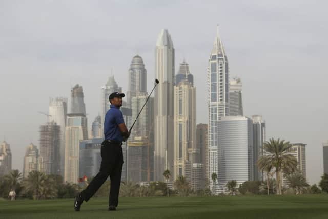 Tiger Woods toiled during the first round of the Dubai Desert Classic. Picture: Kamran Jebreili/AP