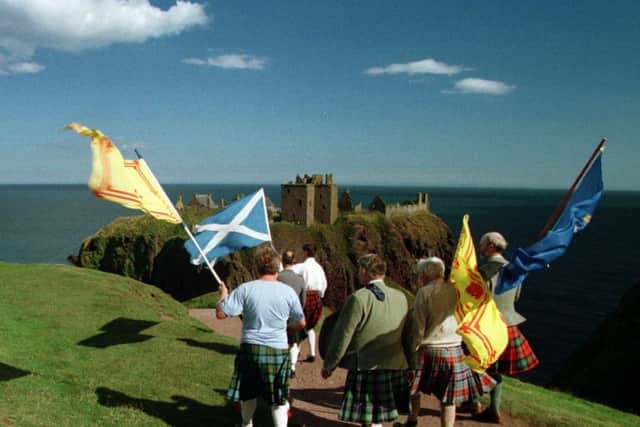 Nationalists gathered at Dunottar Castle for the annual Wallace Rally in 1997. Picture: TSPL