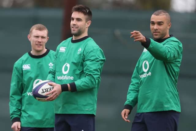 Ireland's Keith Earls, Conor Murray and Simon Zebo. Picture: Niall Carson/PA Wire