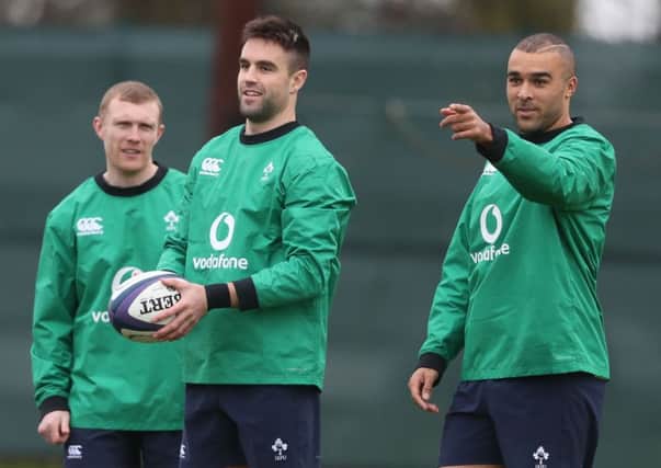 Ireland's Keith Earls, Conor Murray and Simon Zebo.  Picture: Niall Carson/PA Wire