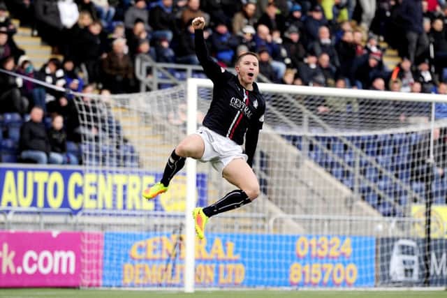 Falkirk's  John Baird celebrates his goal.  Picture Michael Gillen.