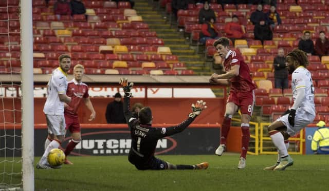 Ryan Christie secures Aberdeen's win over Partick Thistle with his first goal for the club. Picture: SNS/Alan Harvey