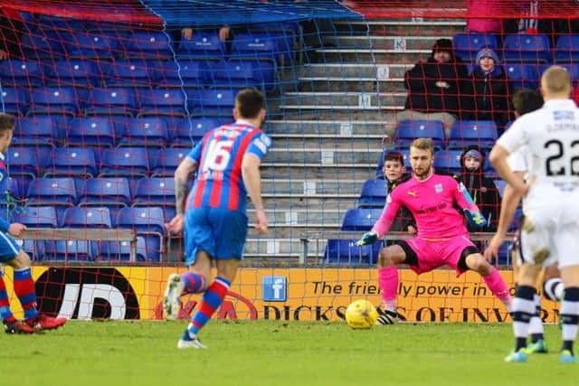 Billy Mckay scores Inverness' first in their 2-2 with Dundee. Picture: SNS/Sammy Turner