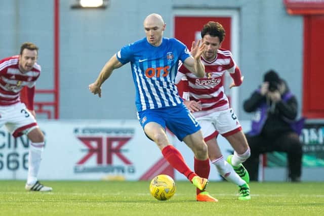 Conor Sammon (left) in action against Hamilton's Danny Seaborne