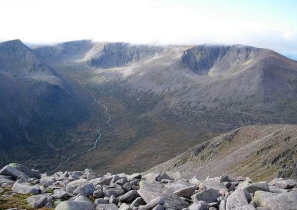 The climber injured his leg in Garbh Choire, Braeriach, on Saturday afternoon. Picture: Geograph.org