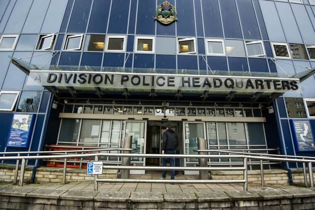 Officers based at the Glasgow City Centre Police Station in Cowcaddens are unhappy at a lack of parking spaces. Picture:: TSPL