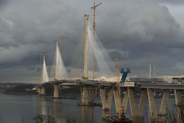 The completion of projects such as the Queensferry Crossing will lead to a dip in construction output over the coming years. Picture: Andrew O'Brien
