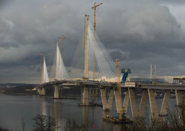 The completion of projects such as the Queensferry Crossing will lead to a dip in construction output over the coming years. Picture: Andrew O'Brien
