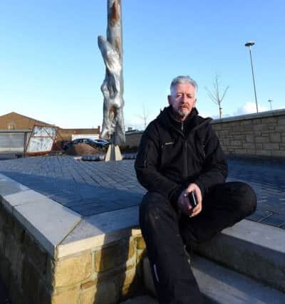 Artist 
David Mach with his sculpture 'PHANTOM' on Kirkcaldy Promenade. Picture: Walter Neilson
