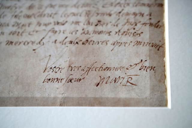 The signature of Mary Queen of Scots on her last letter written just hours before her execution 430 years ago. Picture: PA