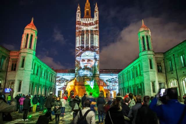 Mitchell Hall is transformed by Double Take projections with audio and visual installations to tell the  history and stories of Aberdeen. PIC Contributed.