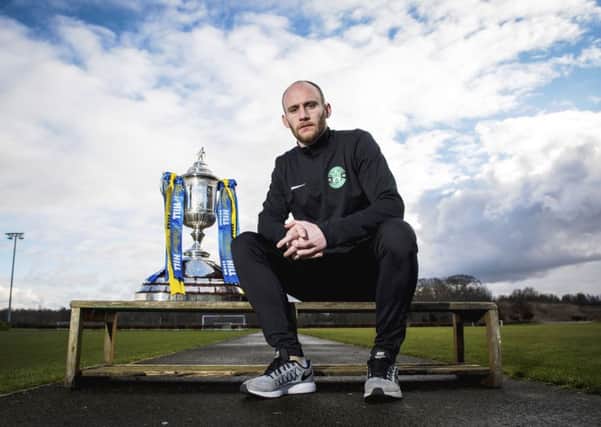 Hibs captain David Gray missed the fourth-round win over Bonnyrigg Rose through suspension but is back for the cup derby with Hearts. Picture: SNS