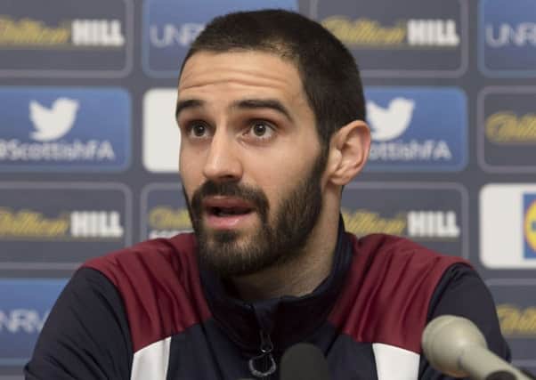 Hearts' Greek defender Tasos Avlonitis is relishing the prospect of his first Edinburgh derby. Picture: SNS
