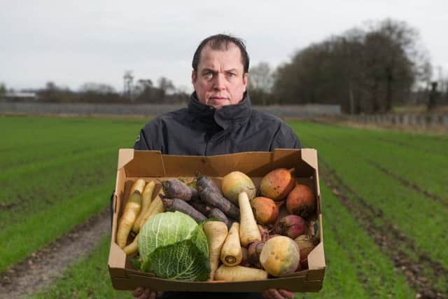 James Mackie displays his wares at Barnhill Farm, Inchinnan. Picture: John Devlin