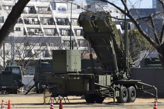 A PAC-3 Patriot missile unit is deployed by the Japan Self-Defense Force against the North Korea's rocket launch at the Defense Ministry in Tokyo, Sunday, Feb. 12. Picture; AP