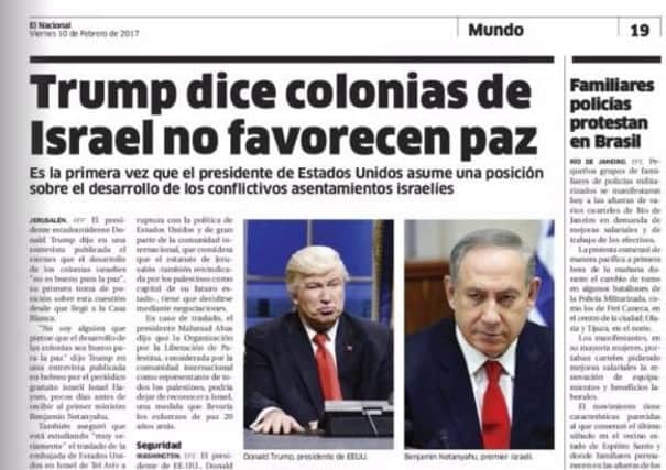 The newspaper confused Donald Trump with Alec Baldwin. Picture: El Nacional/AP
