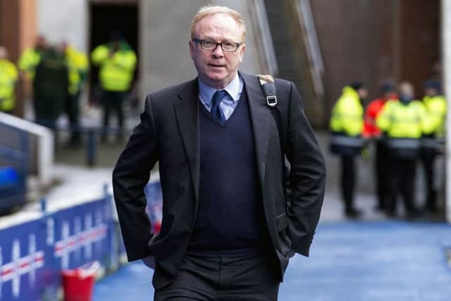 Former Rangers manager Alex McLeish arrives at Ibrox yesterday. Picture: SNS.