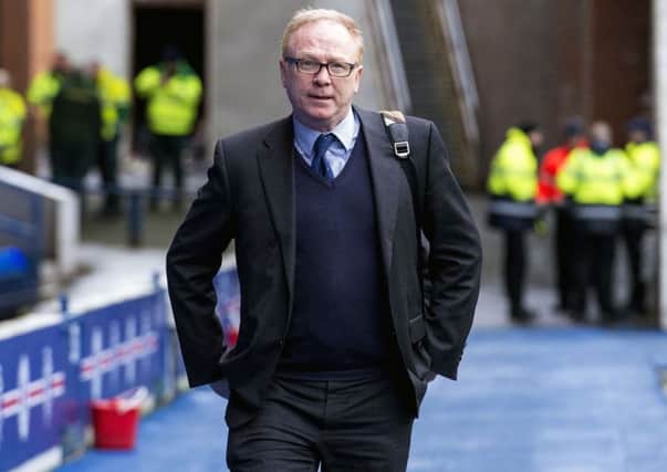 Former Rangers manager Alex McLeish arrives at Ibrox yesterday. Picture: SNS.