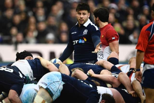 Scrum half Ali Price during Scotland's 22-16 defeat by France in Paris.