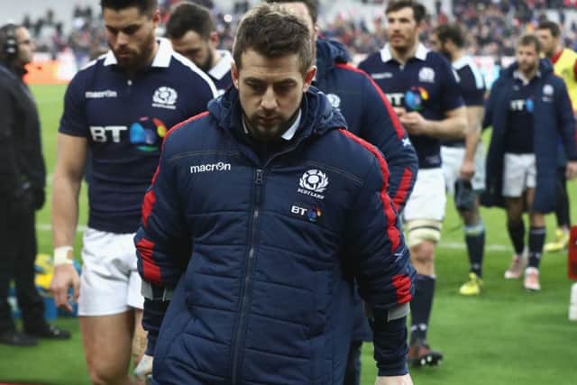 Scotland captain Greig Laidlaw left Paris on crutches. Picture: David Rodgers/Getty