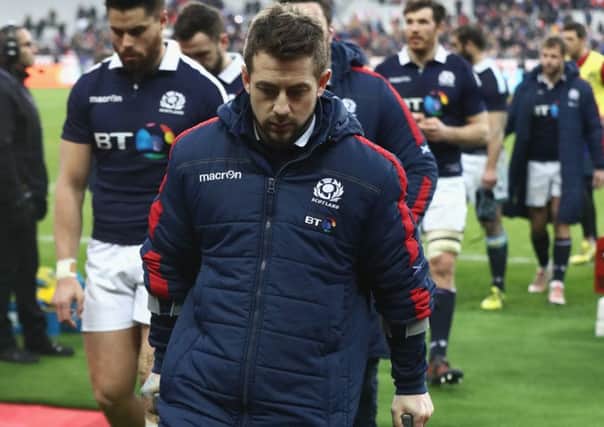 Scotland captain Greig Laidlaw left Paris on crutches. Picture: David Rodgers/Getty